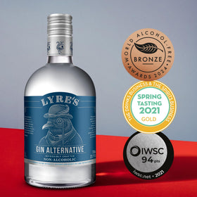 Lyre's Gin Alternative pour into glass highlights clean, crisp juniper-forward flavor.