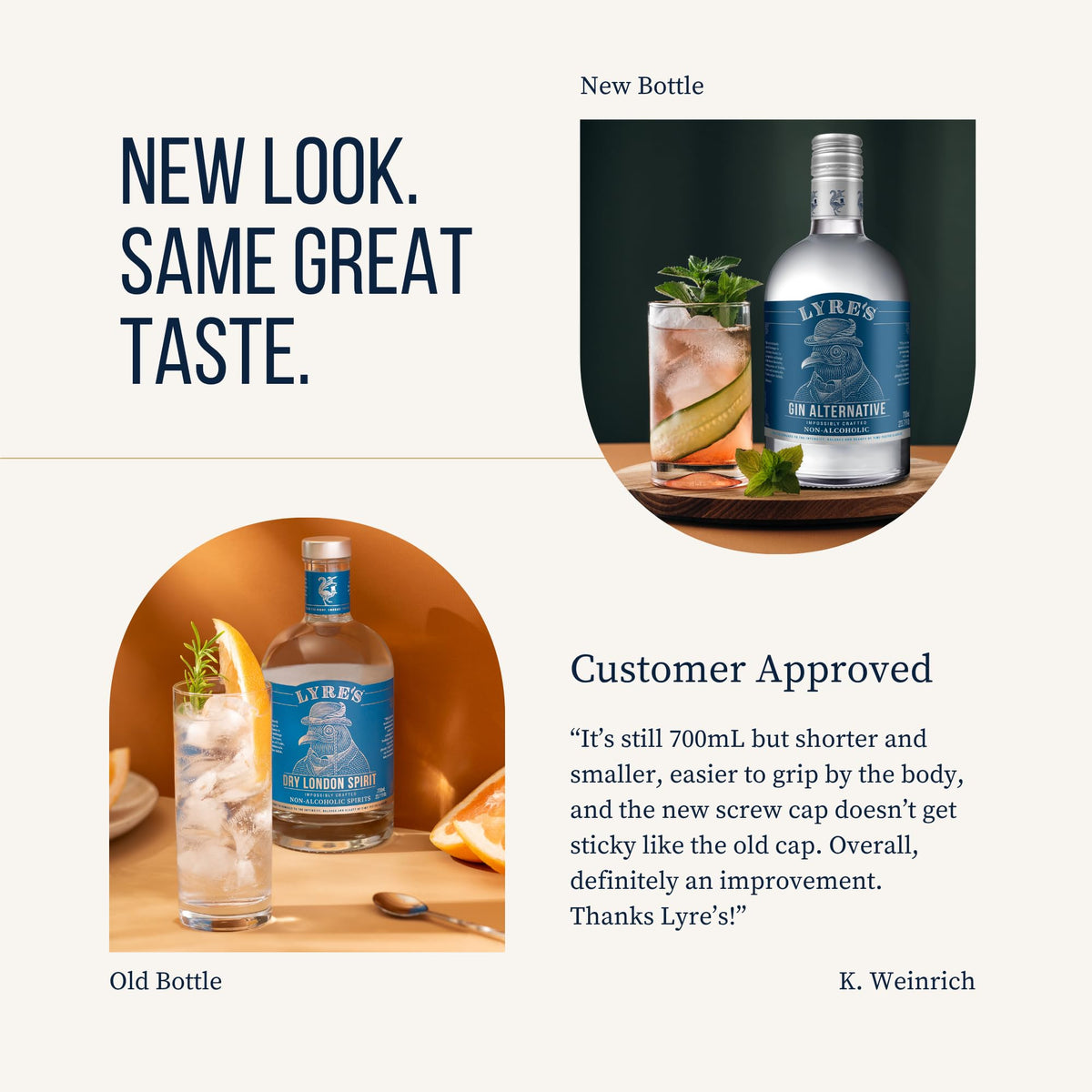 Lyre's Gin Alternative vegan gluten-free label highlights inclusive lifestyle choice.