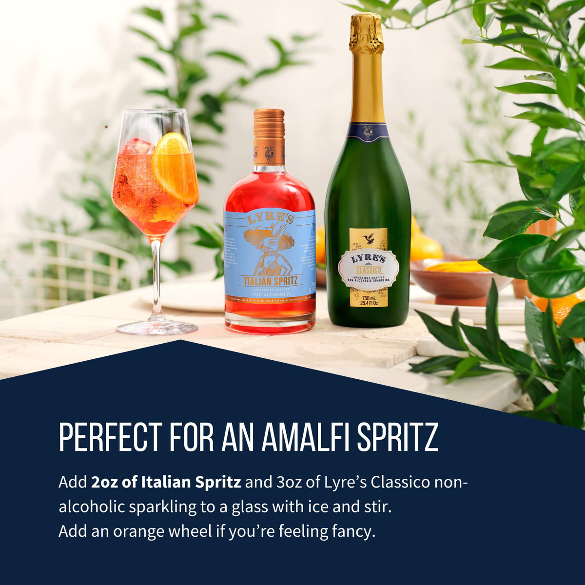 Lyre's Spritz with Prosecco creates a low-alcohol Italian spritz option.