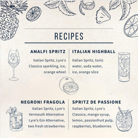 Lyre's Spritz served with soda or tonic for a customizable aperitif.