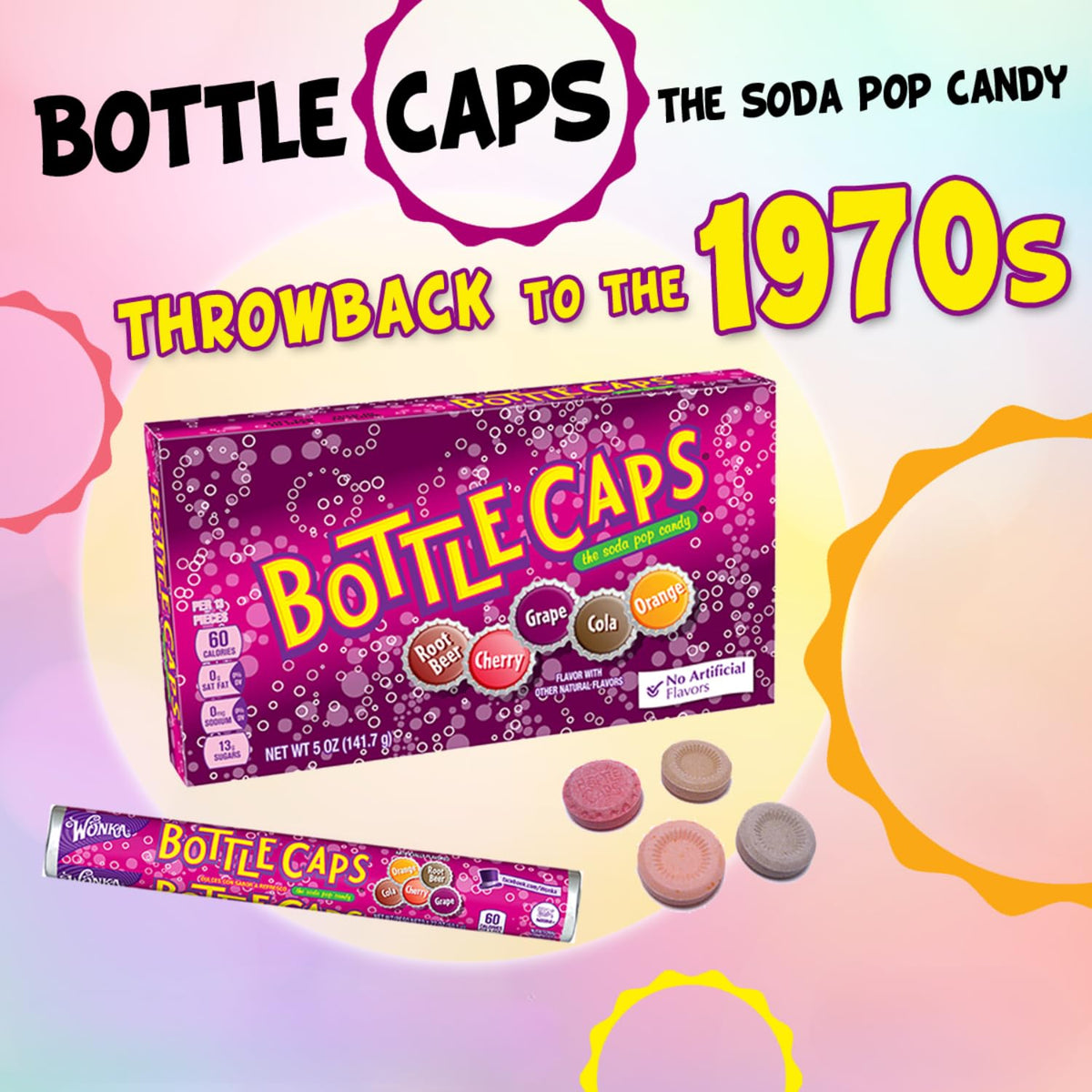 Lyza's Bottle Caps come in theater-style boxes for home viewing.