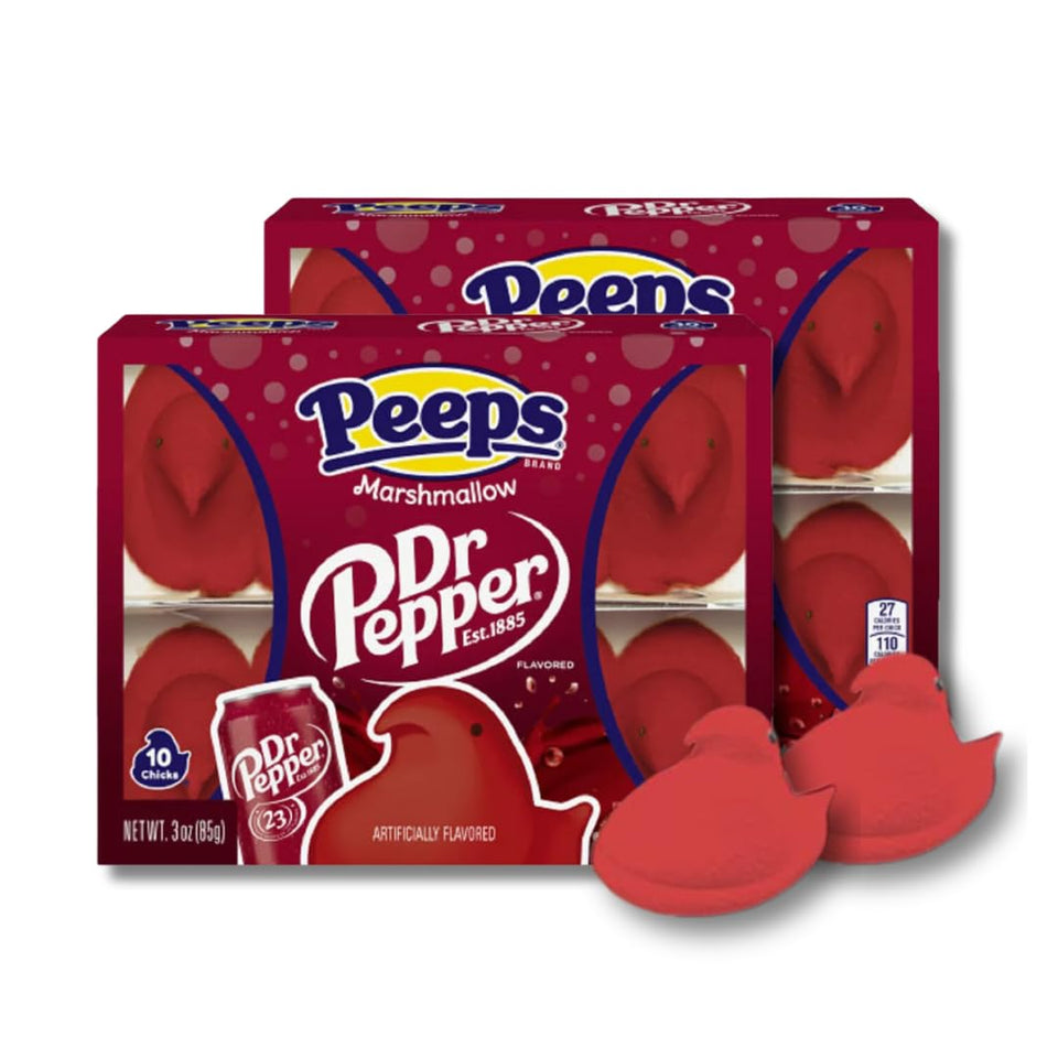 Lyza's Dr Pepper Peeps Chicks front-pack displays two boxes for Easter snacking.