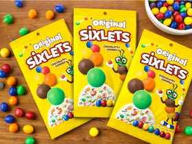 Original Sixlets 6oz pack of 3 peg bags, ideal for party favors.
