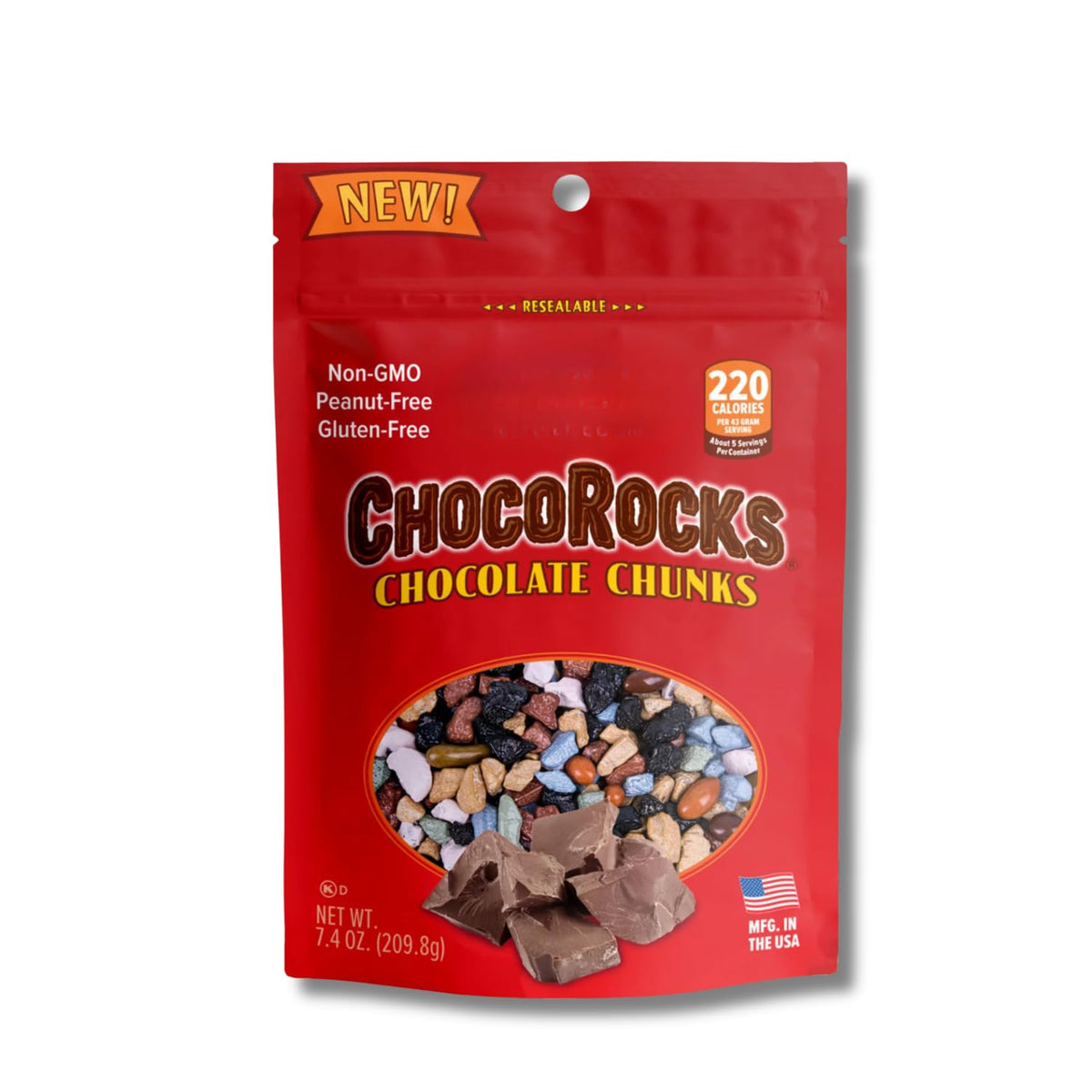 Creamy milk chocolate center in ChocoRocks pebbles for a smooth bite