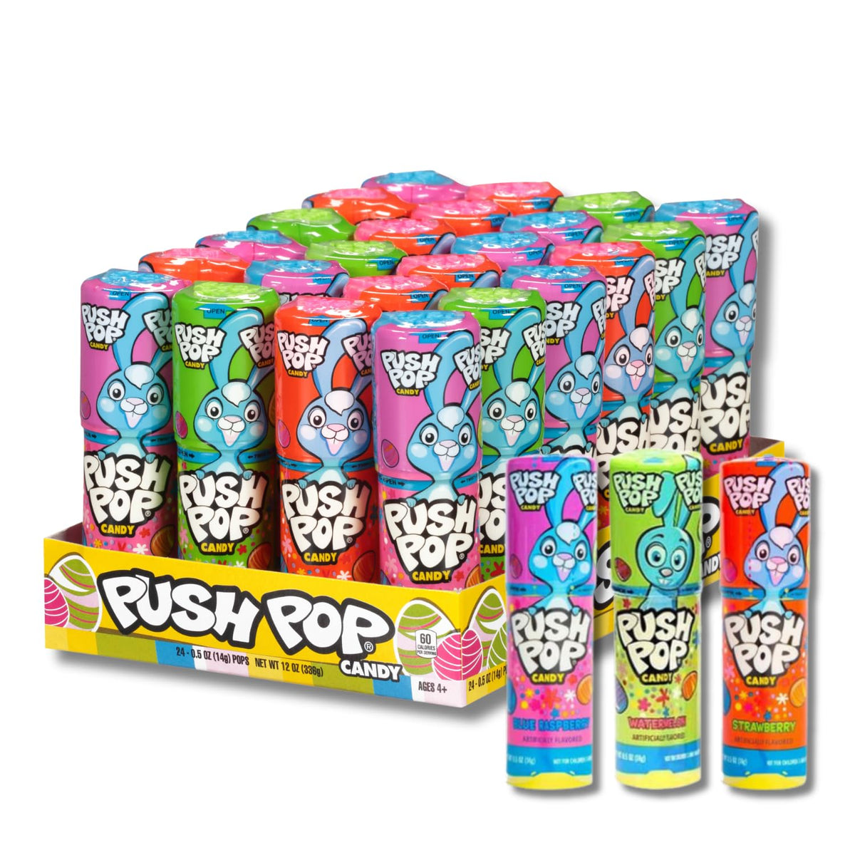 Lyza's Sweets Easter Push Pops 24-pack case, festive assortment for celebrations.
