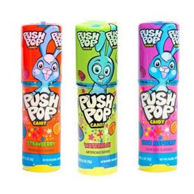 Lyza's Sweets Easter Push Pops strawberry flavor close-up, bright fruit taste for baskets.