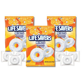 Close-up of LifeSavers Orange Mint candies highlighting crisp texture