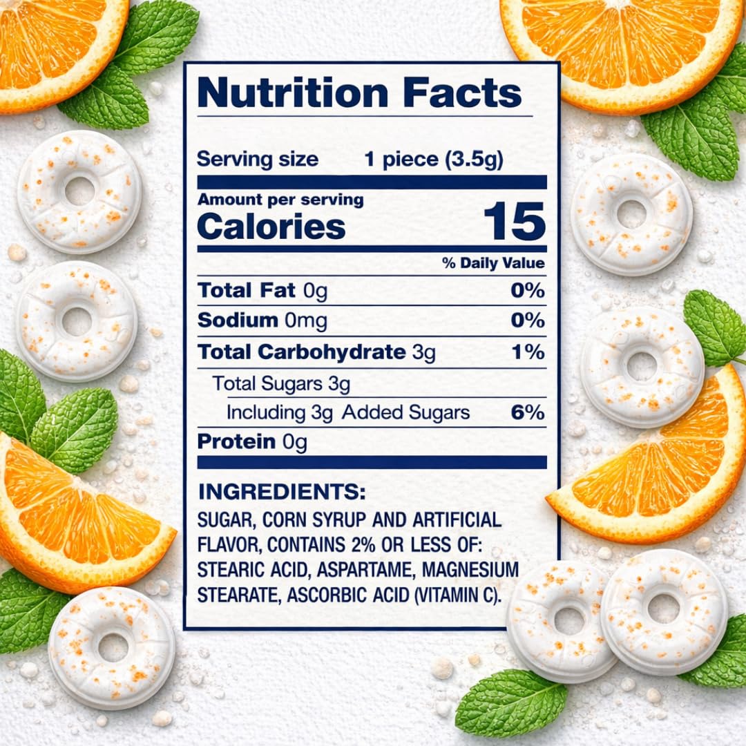 Lyza's LifeSavers Orange Mint pack side view with bold citrus-mint profile