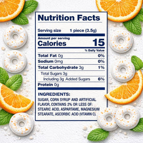 Lyza's LifeSavers Orange Mint pack side view with bold citrus-mint profile