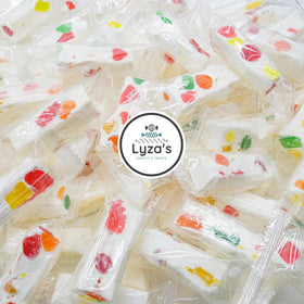 Lyza's Sweets & Treats bulk bag of Italian jujube nougat for sharing and easy serving