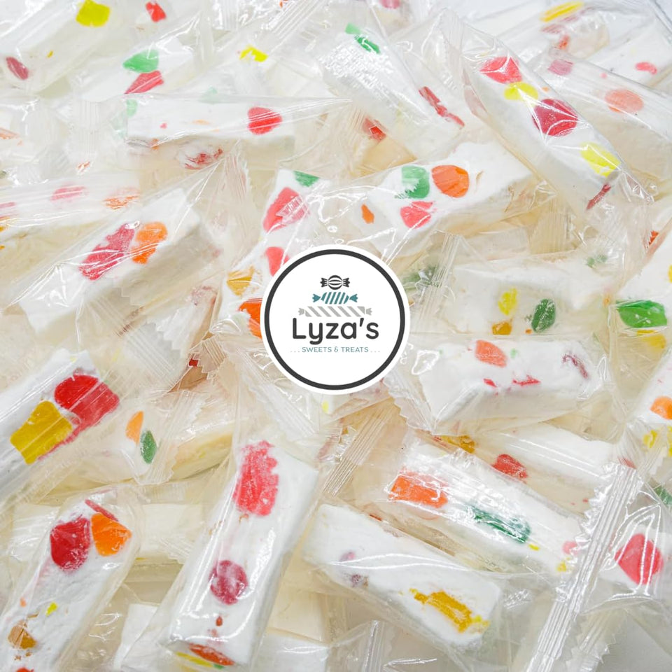 Lyza's Sweets & Treats bulk bag of Italian jujube nougat for sharing and easy serving