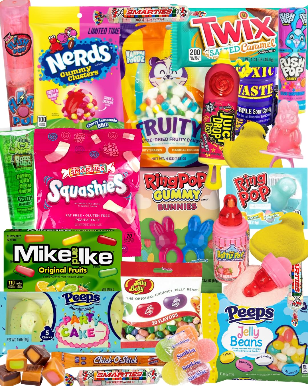 Lyza's Sweets & Treats Easter variety pack box, colorful candy assortment for Easter baskets.