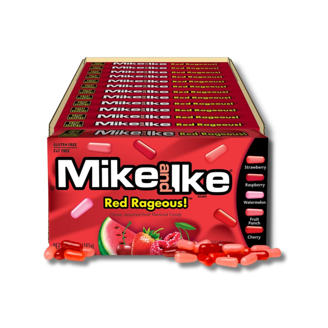 Mike and Ike Red Rageous theater box close-up highlighting bold flavors for movie nights