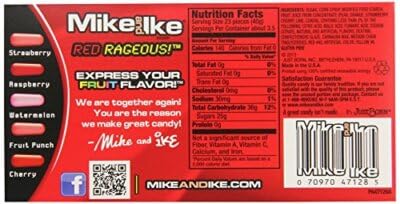 Mike and Ike Red Rageous candy pack showing chewy texture for sharing