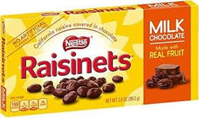 LYZA'S Milk Chocolate Covered Raisins three-pack on a tray for gifting.