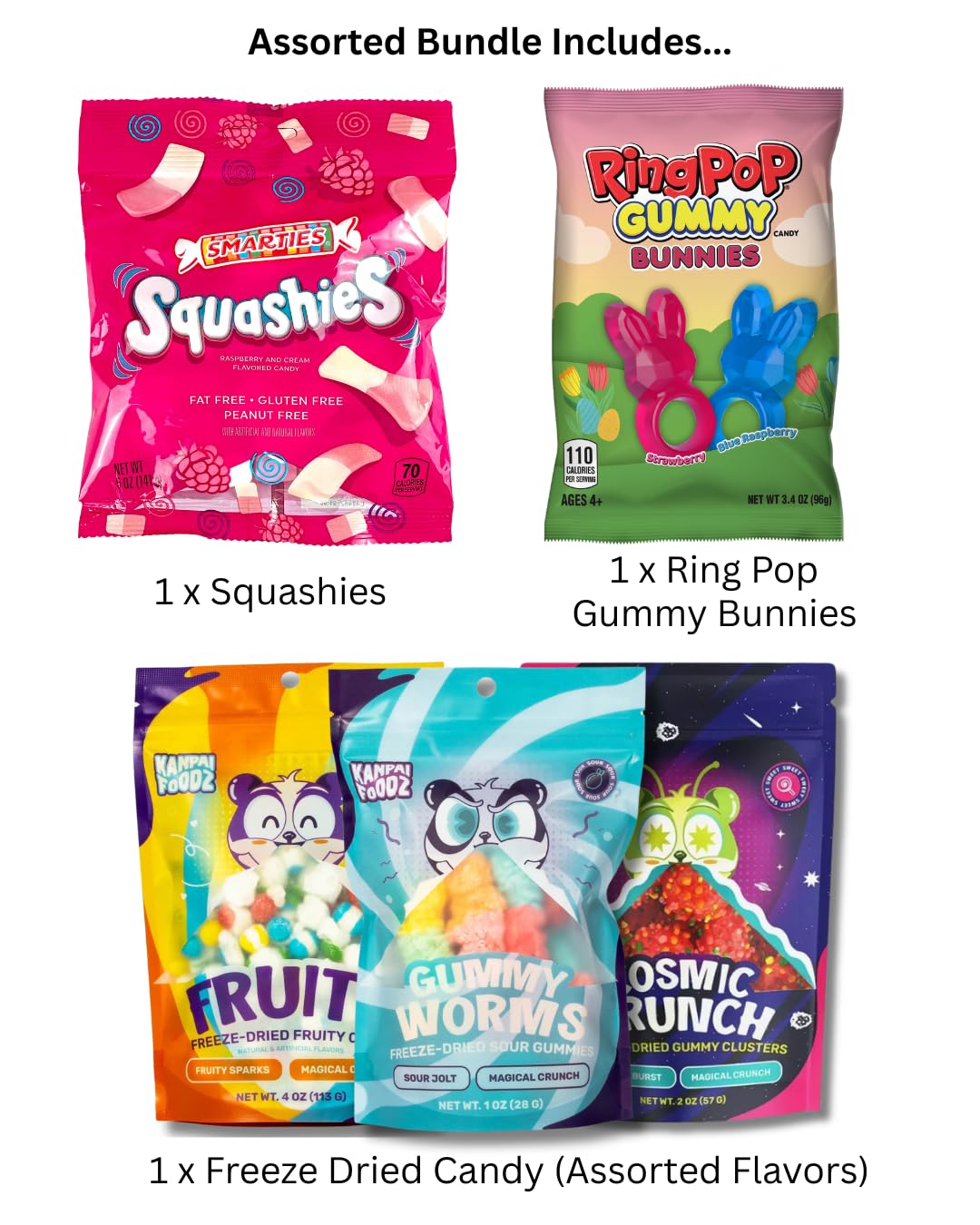 Lyza's Sweets & Treats Push Pop and Ring Pop selection closeup, ideal for spring celebrations.