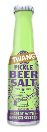 Lyza's Twang chili lime beer salts bottle adds bold tang to drinks.