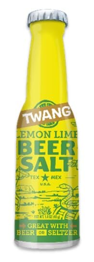 Lyza's Twang cucumber chili lime beer salts bottle for refreshing beverages.