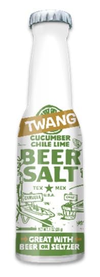Lyza's Twang lemon-lime beer salts bottle ready for cocktails.