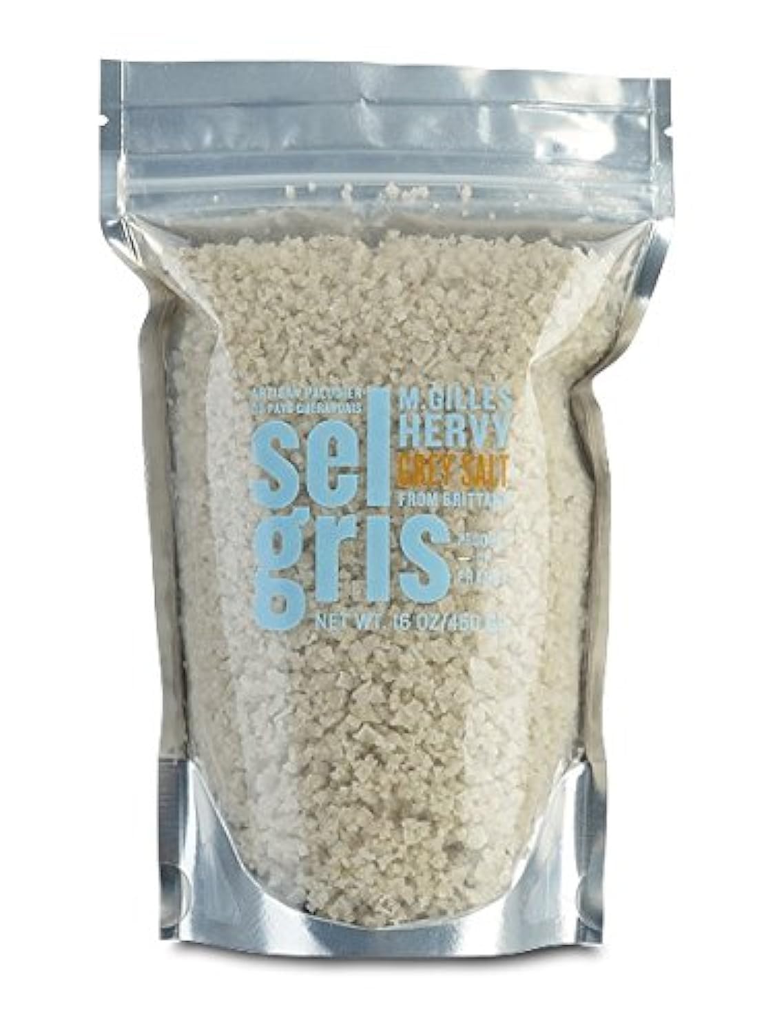 M. Gilles Hervy Grey Sea Salt Sel Gris bag with large, moist crystals for finishing meats.
