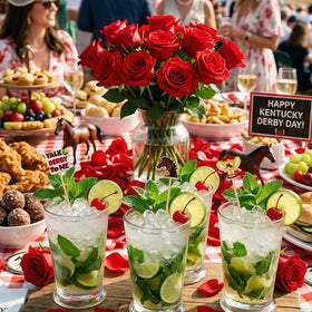 M1NTP1US Kentucky Derby party picks brighten tables and presentation.
