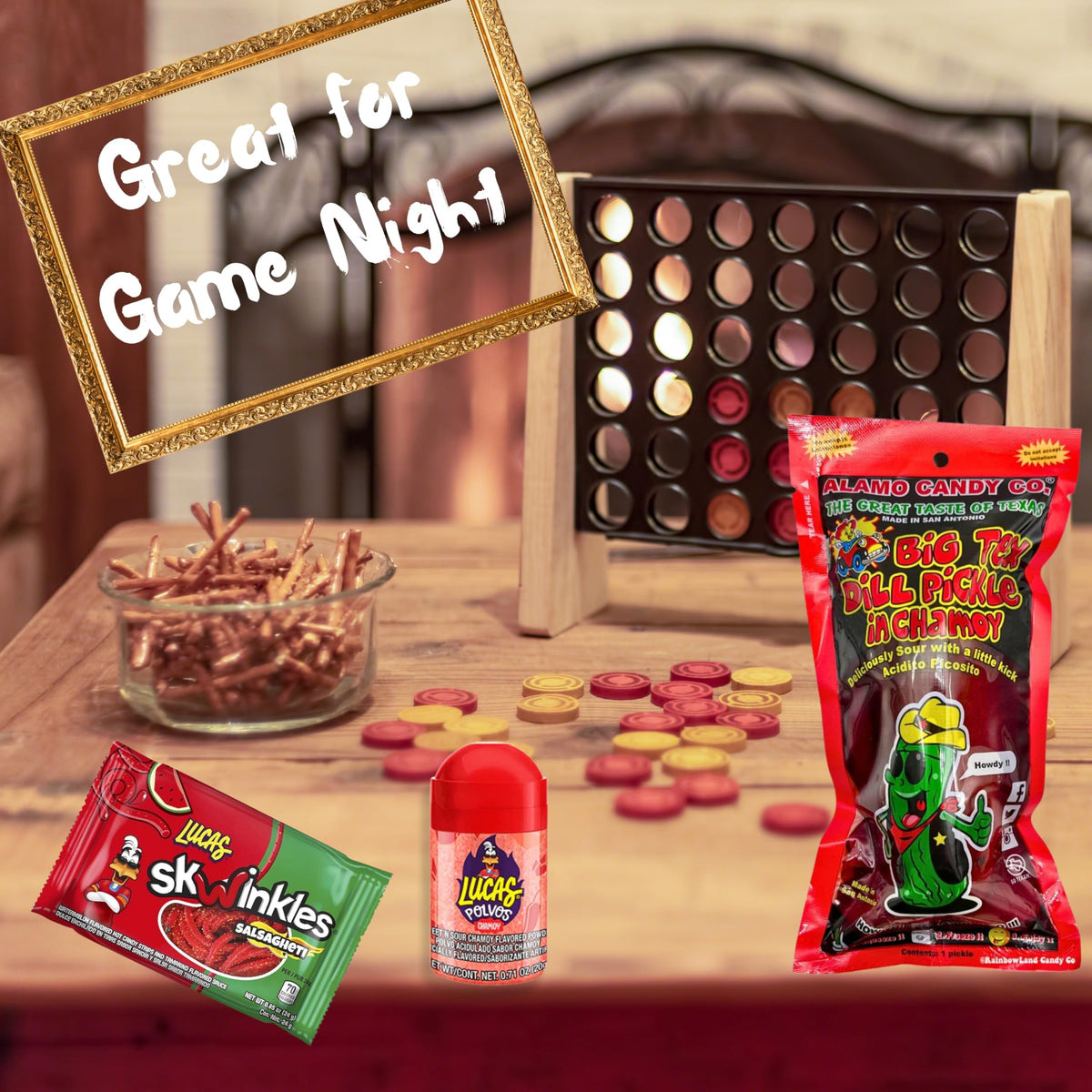 Ma Lit Candy Lucas Gusano candies paired with pickles for playful snacking.