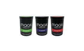 Maax Caffeinated Gum coolmint bottle showing quick energy boost for workouts.