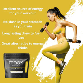 Maax Caffeine Gum with 125mg caffeine per piece for quick energy.