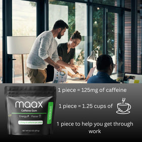 Maax Caffeine Gum long-lasting chew demonstrates a smooth texture from start to finish