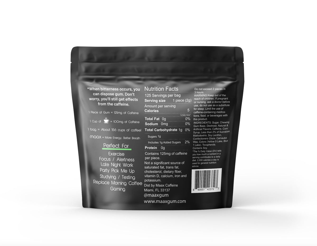 Maax Caffeine Gum travel-friendly packaging enables caffeine on the move