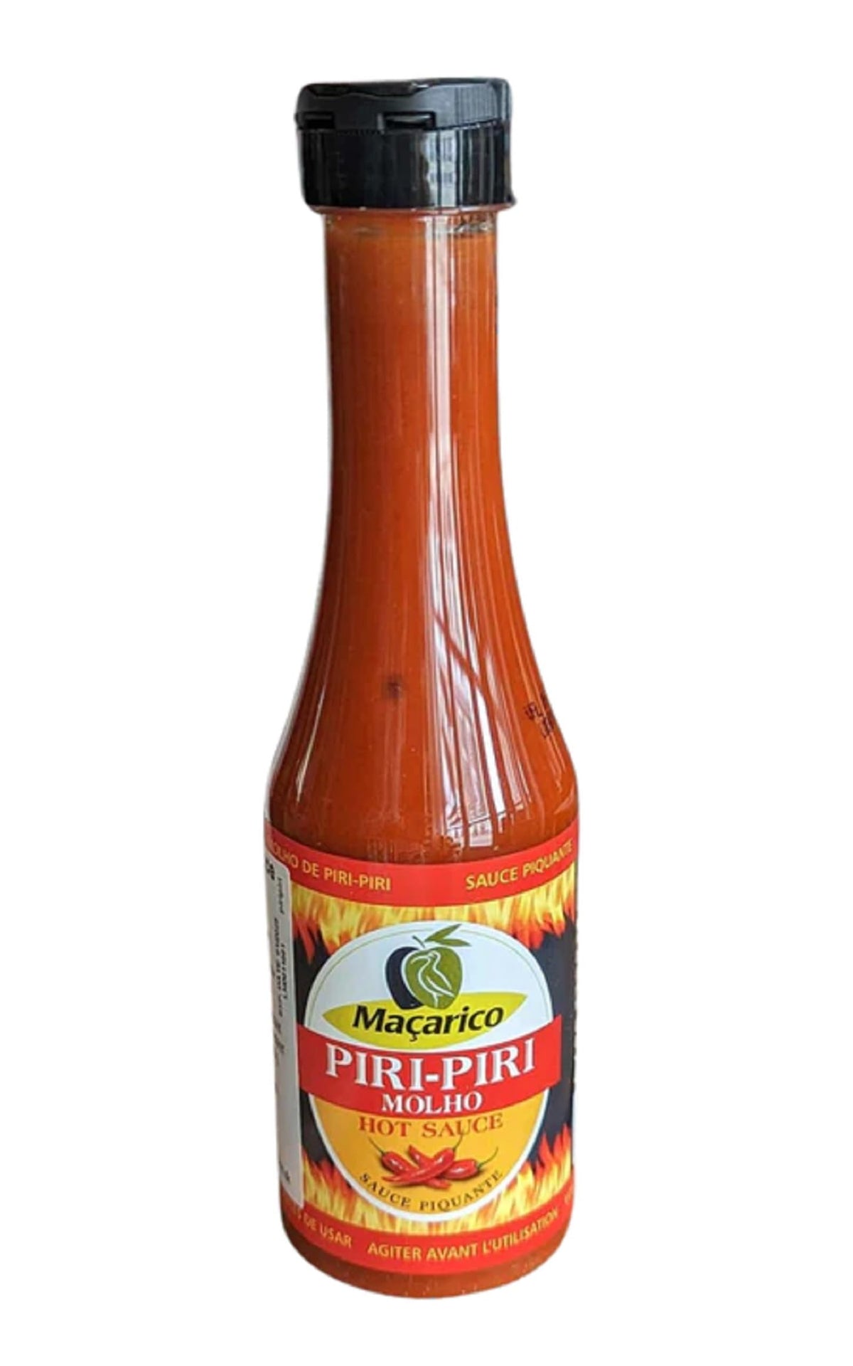 Macarico Peri Peri hot sauce bottle pour adds bold flavor and versatile heat to meals.