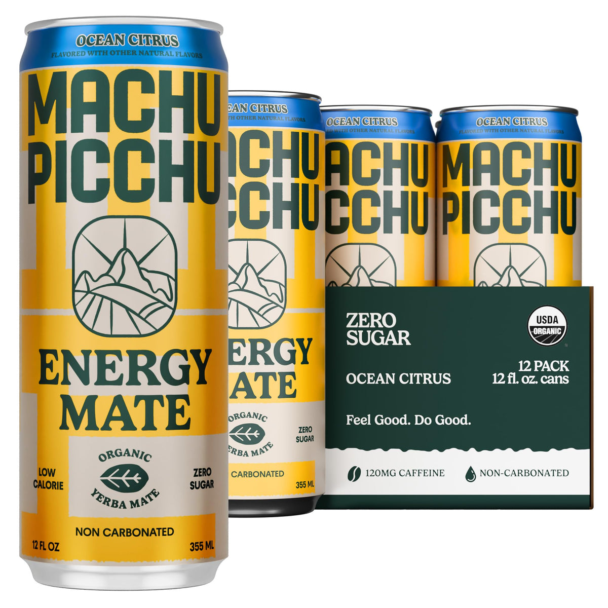 MACHU PICCHU Energy Mate can front with zero sugar for steady energy.
