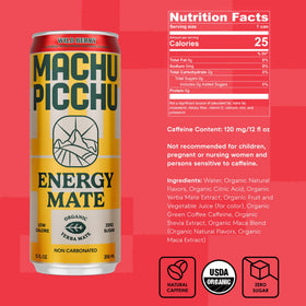 Machu Picchu Wild Berry can with a glass showing refreshing flavor