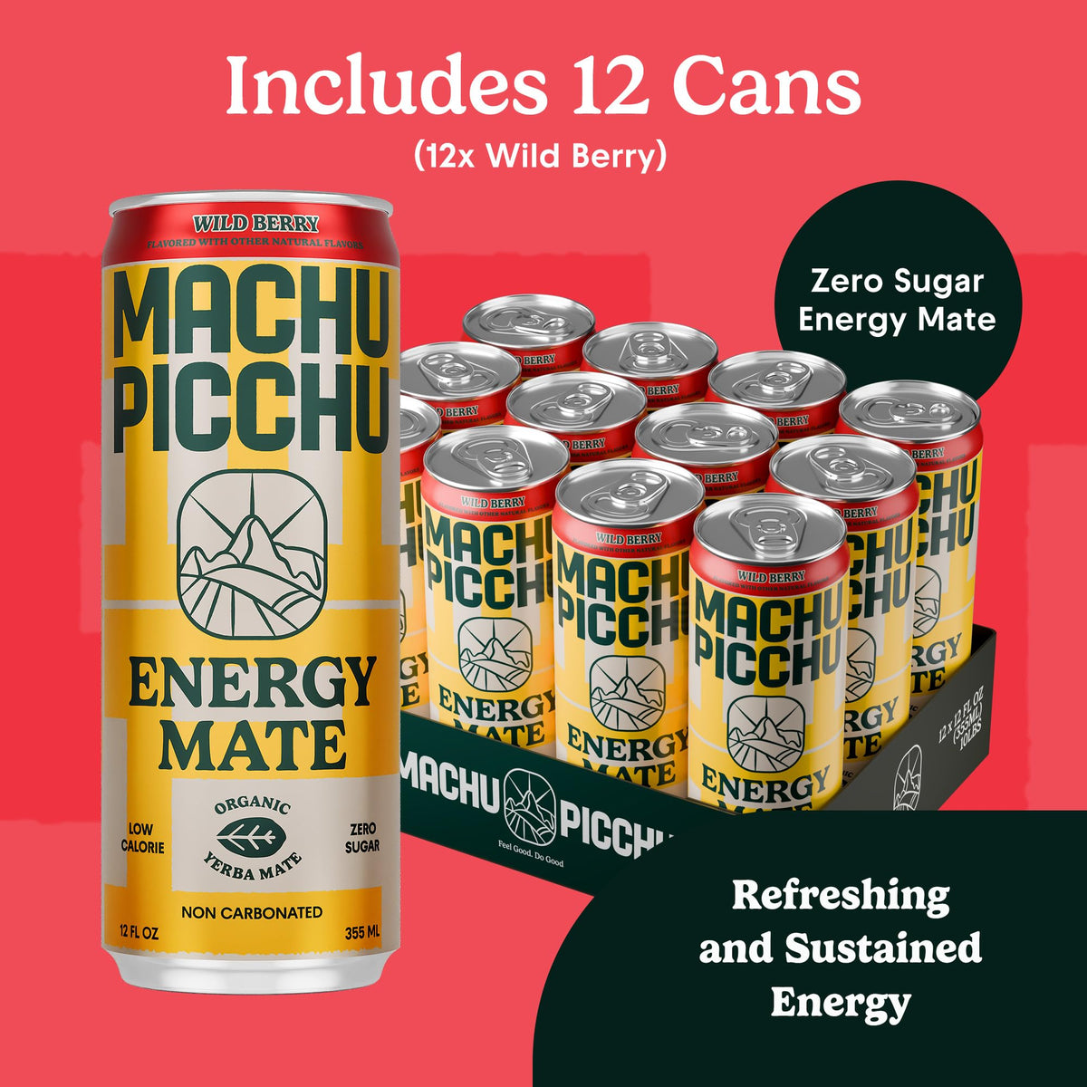 Machu Picchu Wild Berry Energy Mate label closeup with organic ingredients