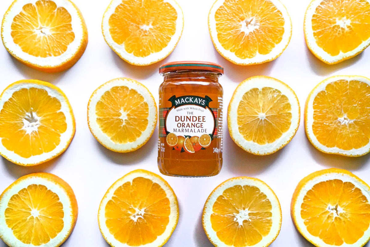 Mackays Dundee Orange Marmalade jar label highlighting traditional craftsmanship.