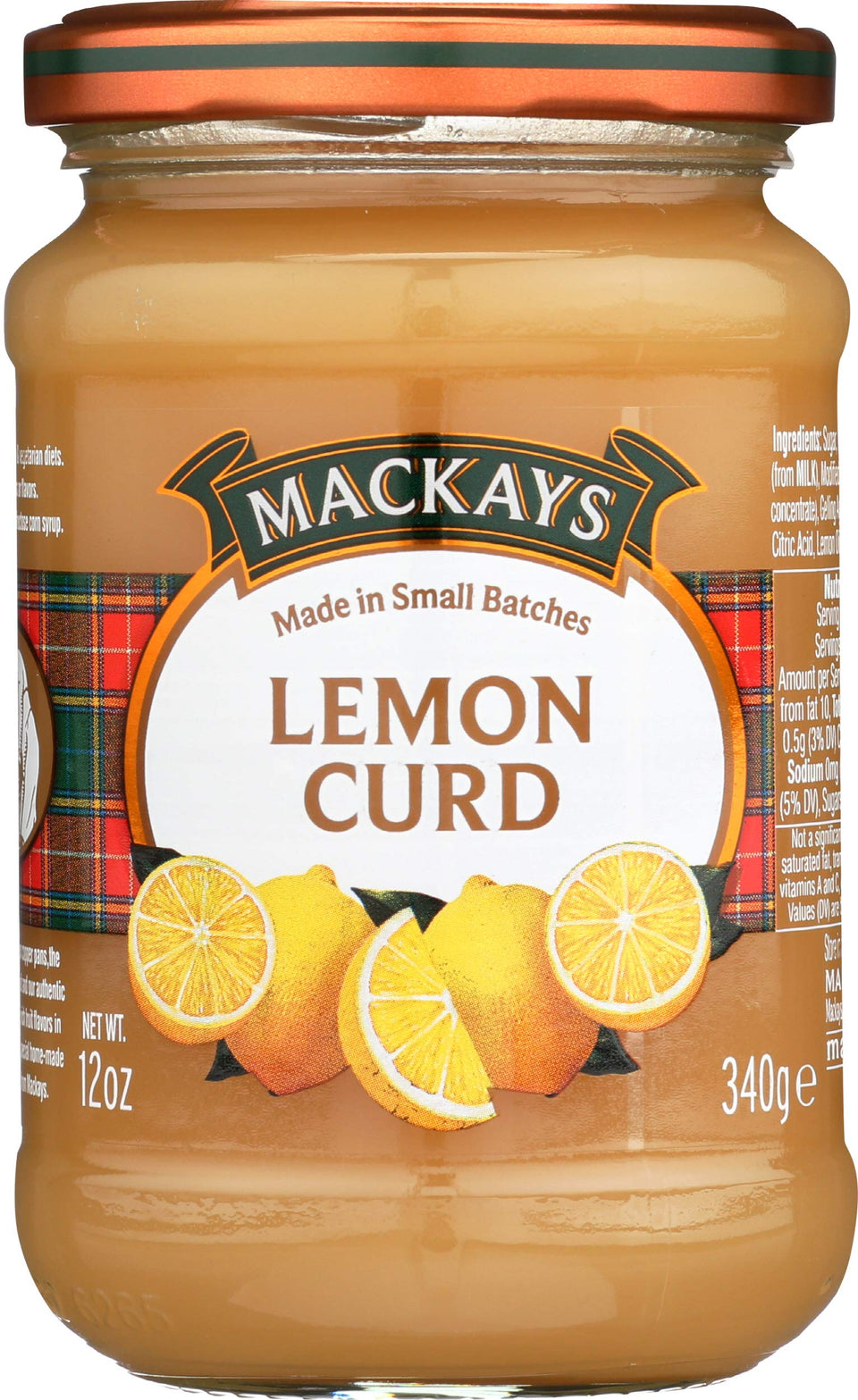 Mackays Lemon Curd 12oz jar showing vibrant lemon spread for breakfast use