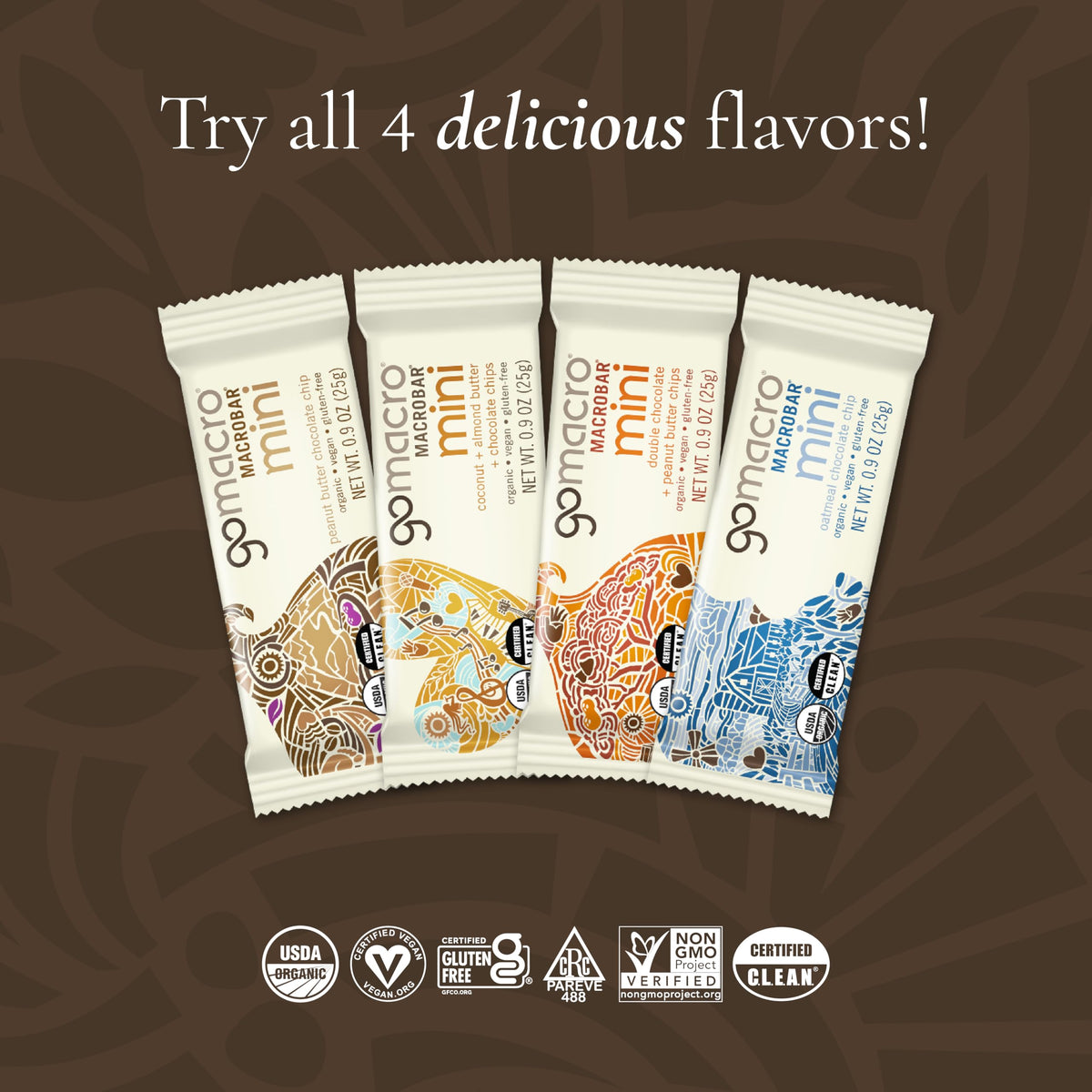 MacroBar Minis with a backpack, a convenient travel snack for plant-based energy.