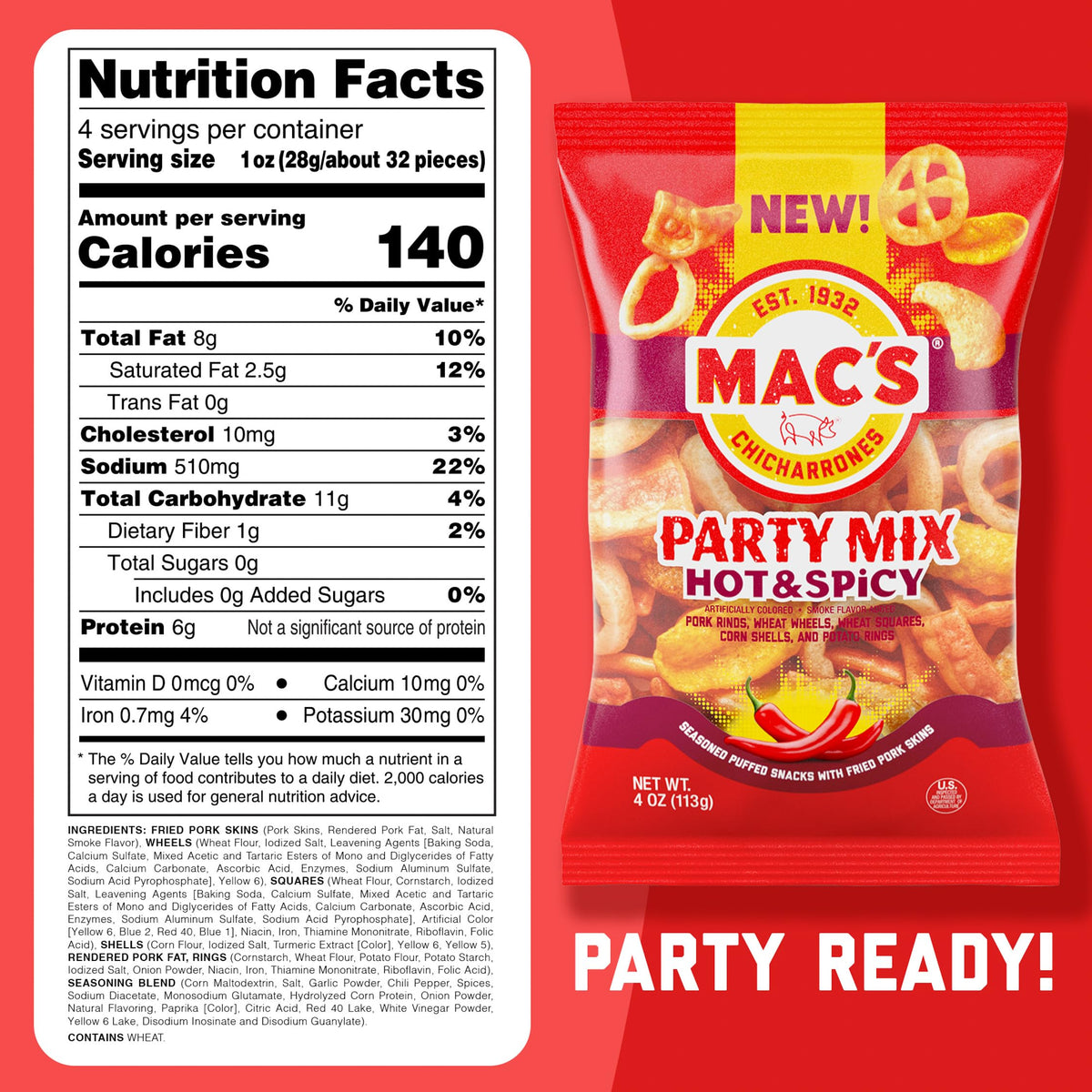 Mac's Party Mix serving suggestion with friends promotes shareable flavor