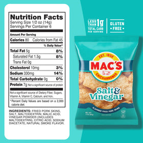 Back view of the bag shows nutrition label and low-carb positioning.