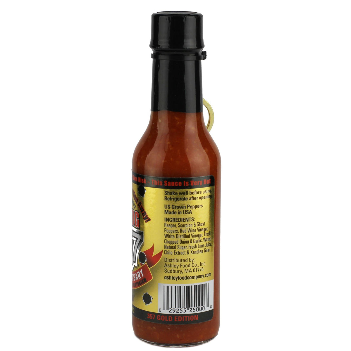 Mad Dog 357 Gold Edition pour bottle ready to spice eggs and wings.