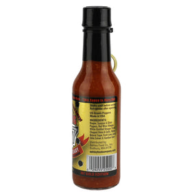 Mad Dog 357 Gold Edition pour bottle ready to spice eggs and wings.