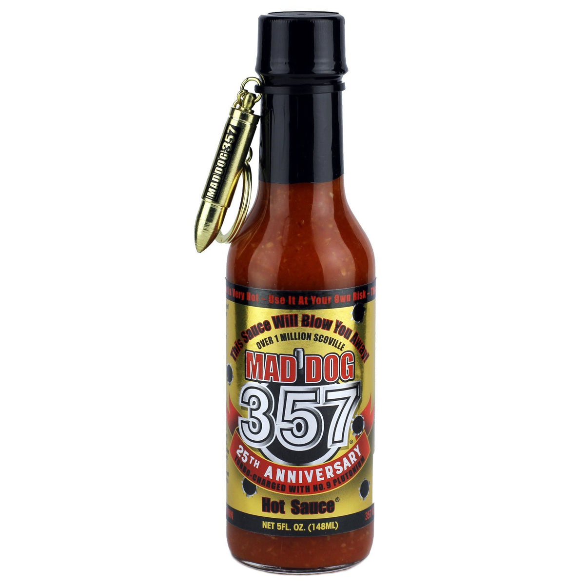 Mad Dog Gear Mad Dog 357 Gold Edition bottle showing golden heat for bold meals.