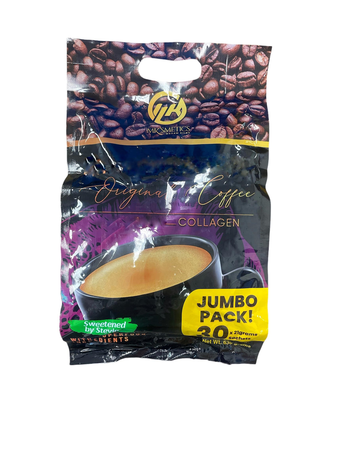 Madam Kilay coffee with collagen jumbo pack front view highlighting 30 convenient sachets