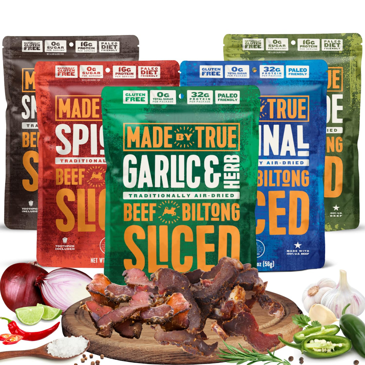 Made by True Beef Sliced Bites Ultimate Variety Pack — high-protein on-the-go snack.