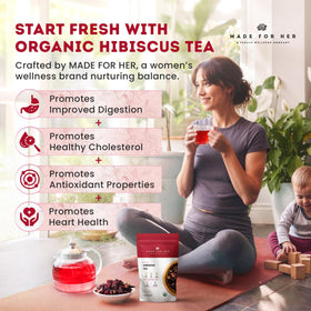Made For Her Hibiscus Tea pour hot or iced, refreshing and versatile.