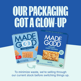 MadeGood Crispy Squares vegan-friendly snack with veggie boost in every bite.