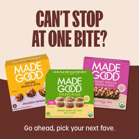 MadeGood allergen-friendly snack-pack, school-safe and gluten-free options.