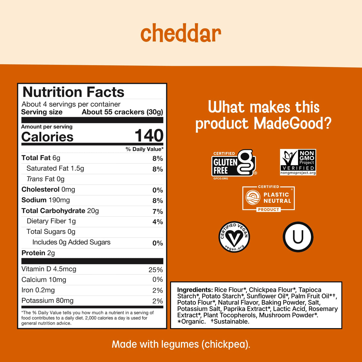 MadeGood Cheddar Star Puffed Crackers lunchbox-friendly snack on the go.
