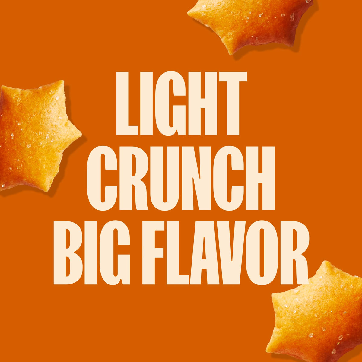 MadeGood Cheddar Star Puffed Crackers star shapes on shelf convey playful lunchbox snack.