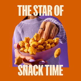 MadeGood Cheddar Star Puffed Crackers nutrition panel hints at vitamin D benefits.
